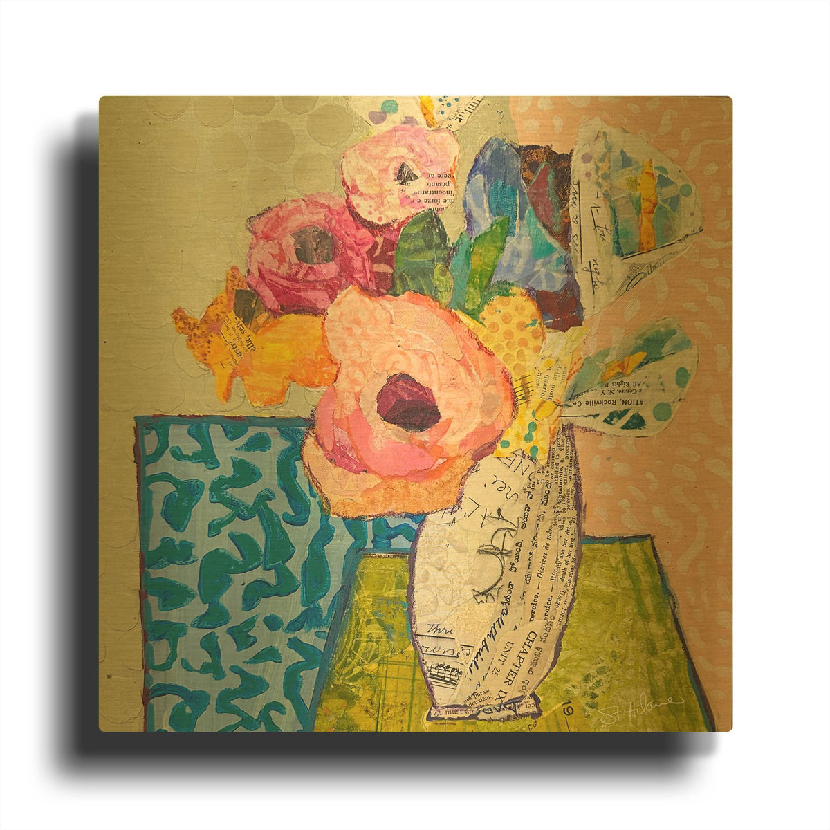 'Chunky Funky Florals' By St. Hilaire Elizabeth Gold Metal Wall Art
