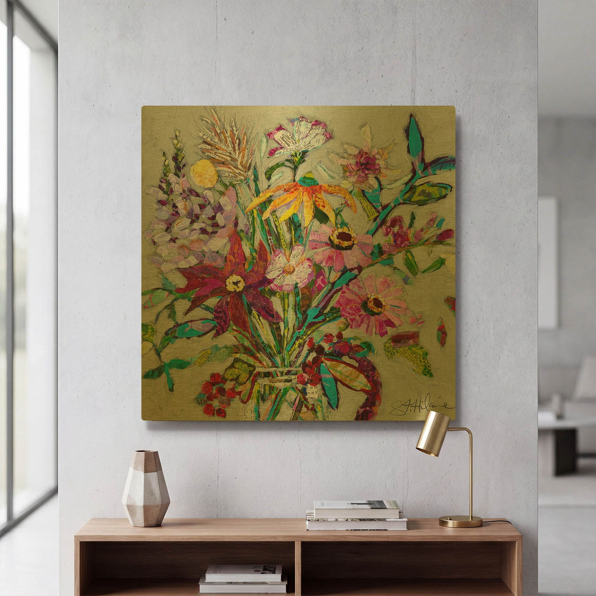 'Fab Floral' By St. Hilaire Elizabeth Gold Metal Wall Art