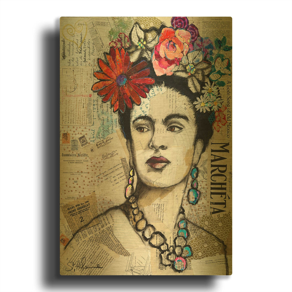 'Fabulous Frida' By St. Hilaire Elizabeth Gold Metal Wall Art