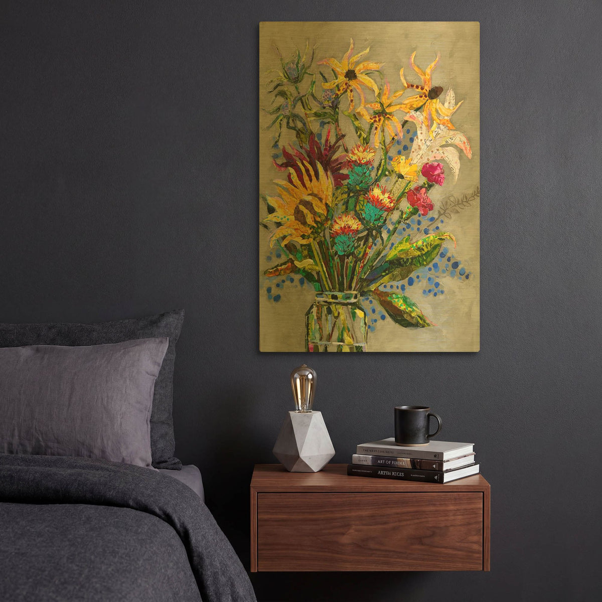 'Flowers For Minnesota' By St. Hilaire Elizabeth Gold Metal Wall Art