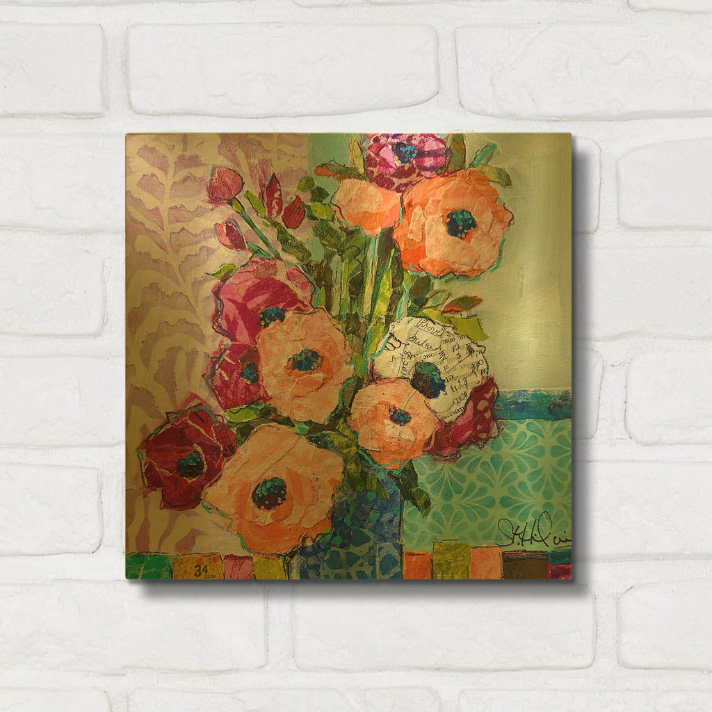 'Forever Funky Florals' By St. Hilaire Elizabeth Gold Metal Wall Art