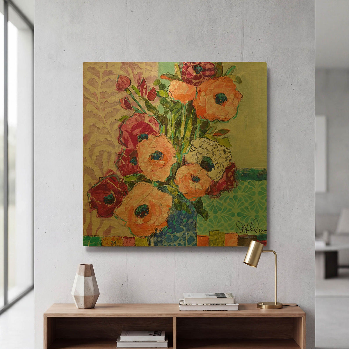 'Forever Funky Florals' By St. Hilaire Elizabeth Gold Metal Wall Art
