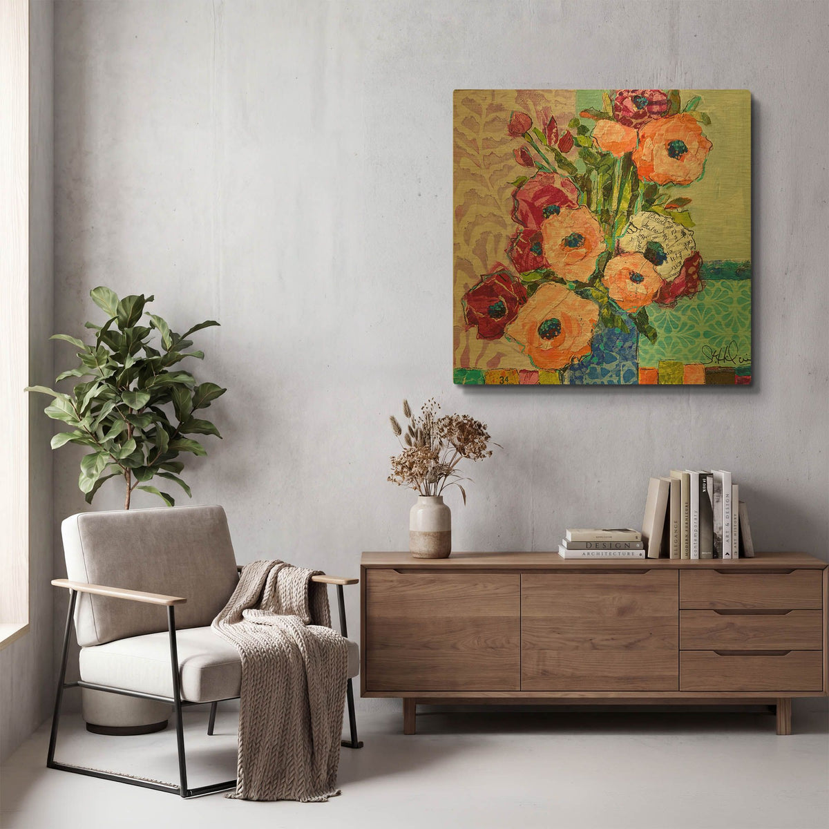 'Forever Funky Florals' By St. Hilaire Elizabeth Gold Metal Wall Art