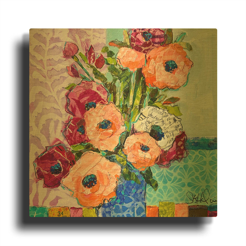 'Forever Funky Florals' By St. Hilaire Elizabeth Gold Metal Wall Art