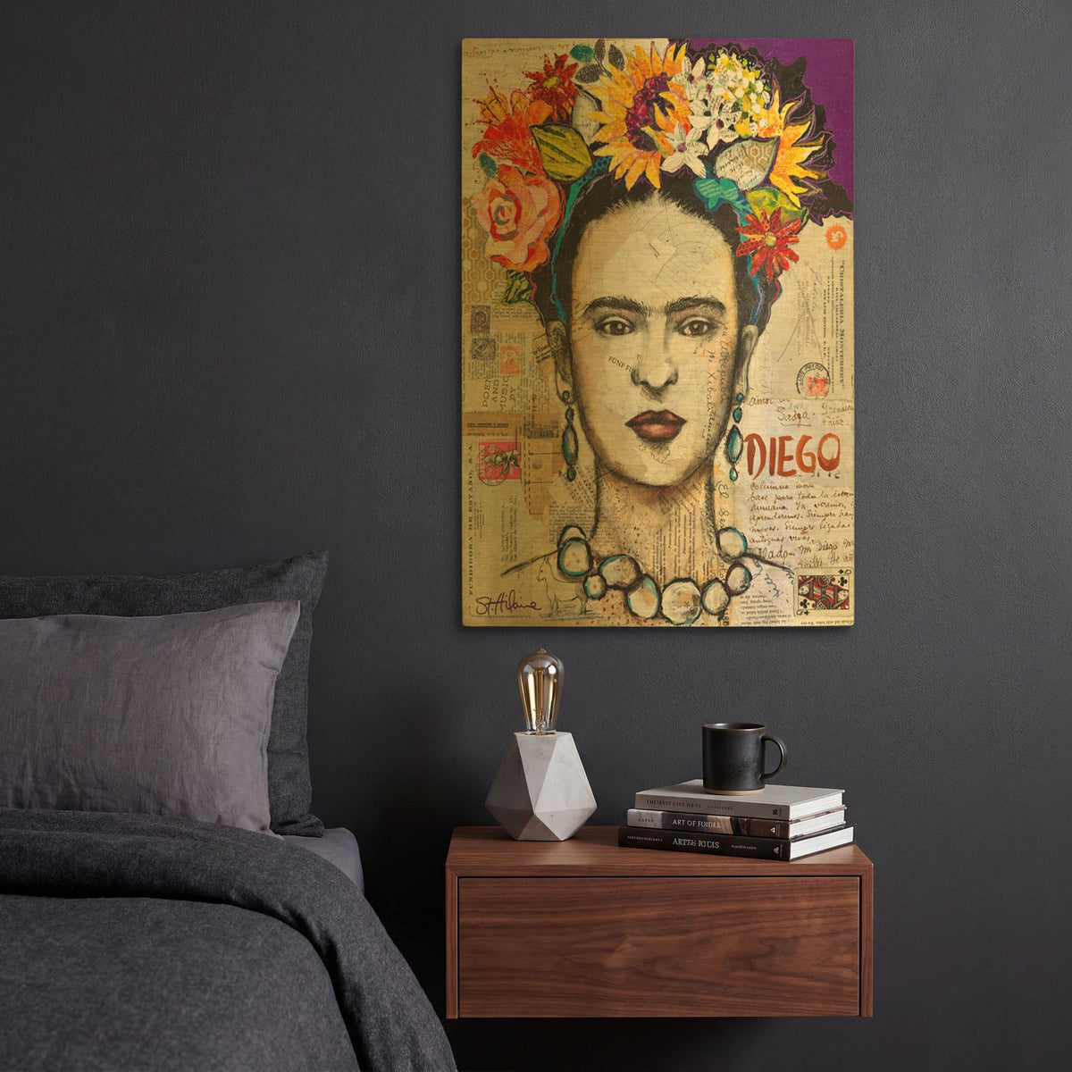 'Frida And Diego' By St. Hilaire Elizabeth Gold Metal Wall Art
