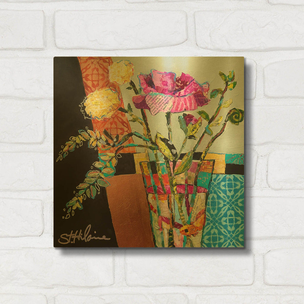 'Fun Funky Florals' By St. Hilaire Elizabeth Gold Metal Wall Art