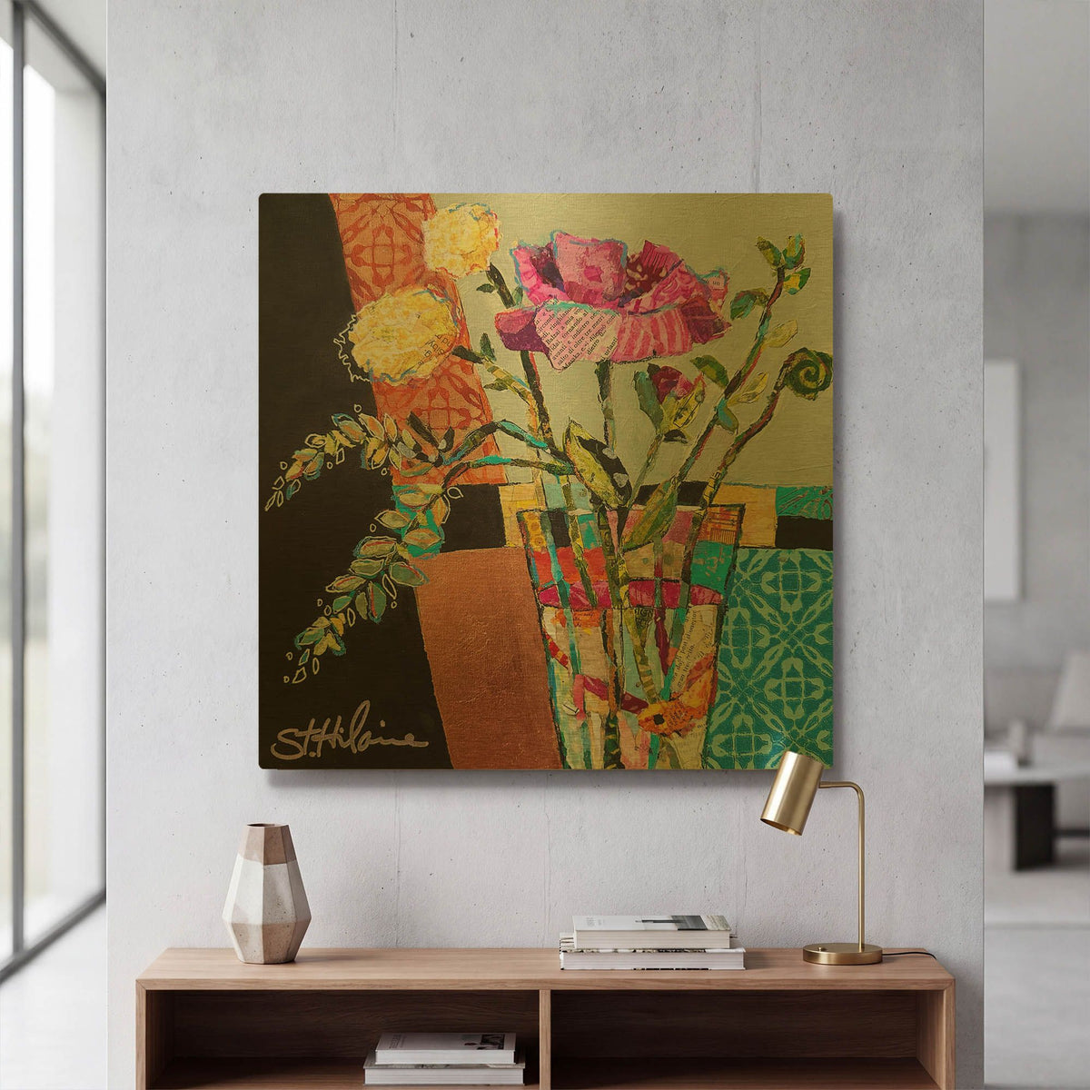 'Fun Funky Florals' By St. Hilaire Elizabeth Gold Metal Wall Art