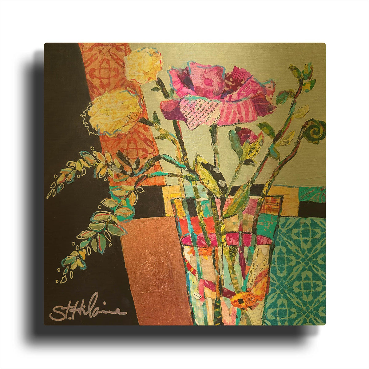 'Fun Funky Florals' By St. Hilaire Elizabeth Gold Metal Wall Art