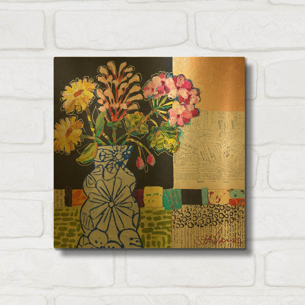 'Funky Florals' By St. Hilaire Elizabeth Gold Metal Wall Art
