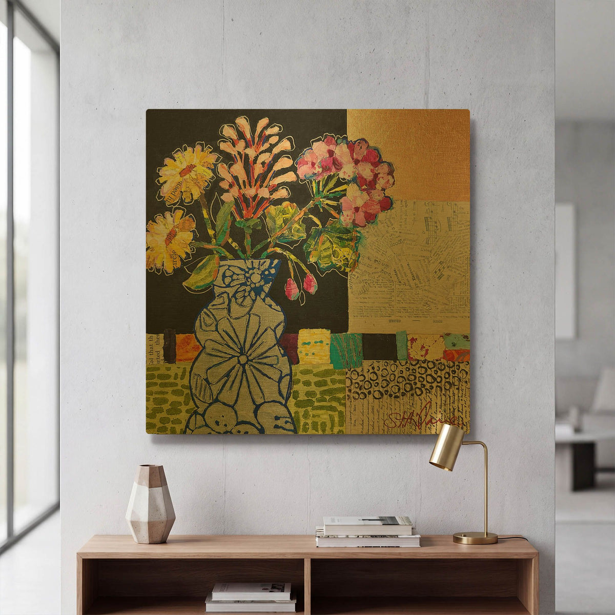 'Funky Florals' By St. Hilaire Elizabeth Gold Metal Wall Art
