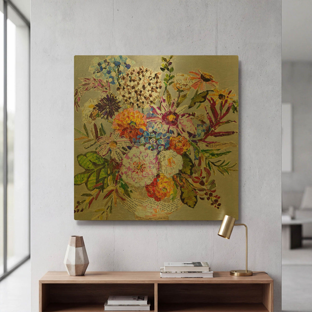 'Mixed Floral' By St. Hilaire Elizabeth Gold Metal Wall Art