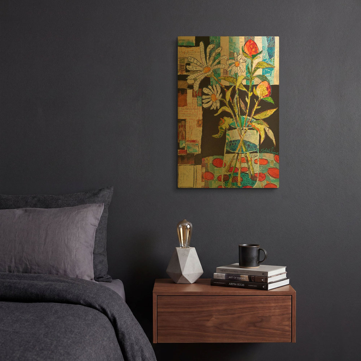 'Polka Dot Floral' By St. Hilaire Elizabeth Gold Metal Wall Art