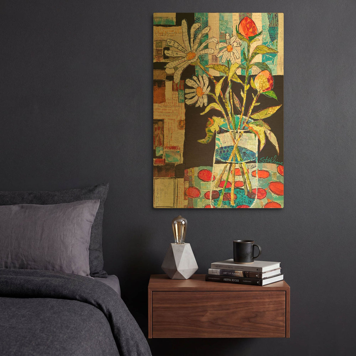 'Polka Dot Floral' By St. Hilaire Elizabeth Gold Metal Wall Art
