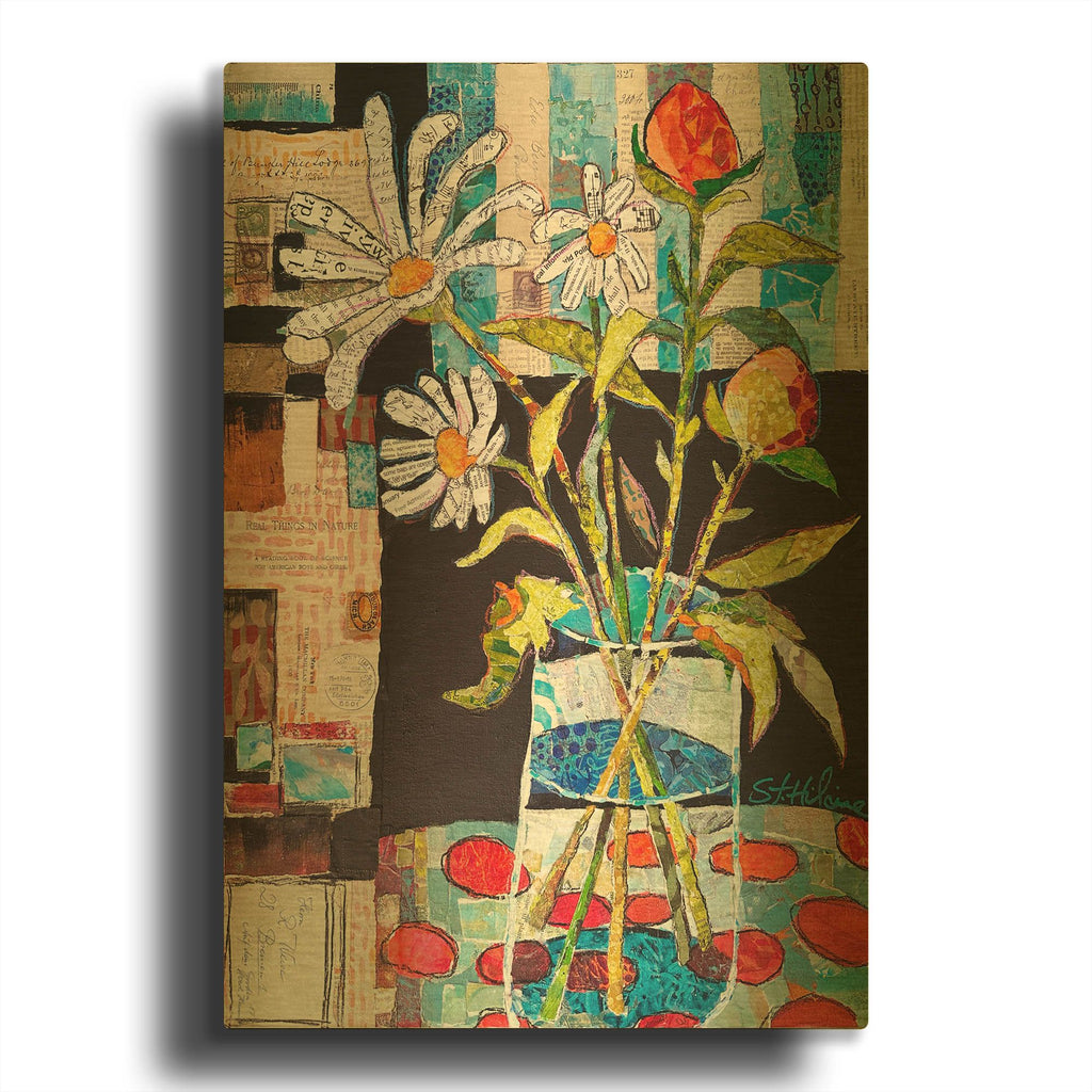 'Polka Dot Floral' By St. Hilaire Elizabeth Gold Metal Wall Art