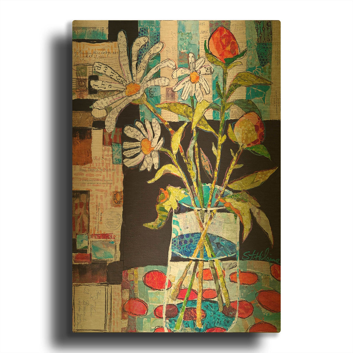 'Polka Dot Floral' By St. Hilaire Elizabeth Gold Metal Wall Art