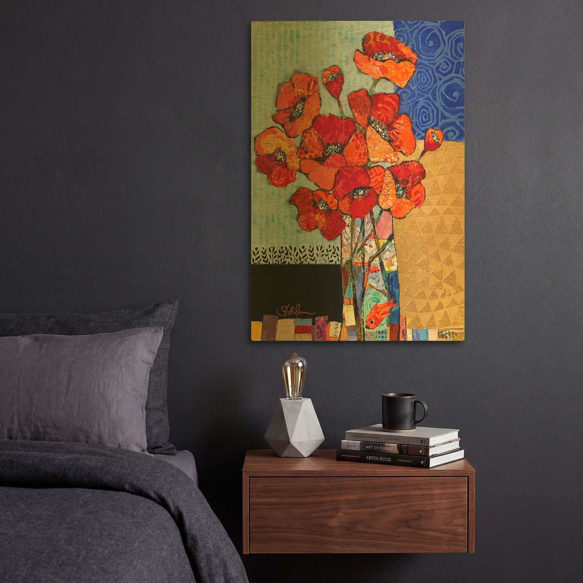 'Poppy Party!' By St. Hilaire Elizabeth Gold Metal Wall Art