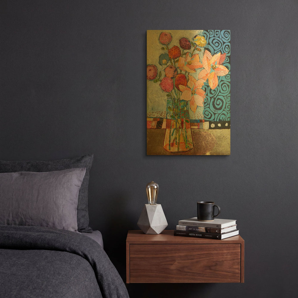 'Spirals And Flowers' By St. Hilaire Elizabeth Gold Metal Wall Art