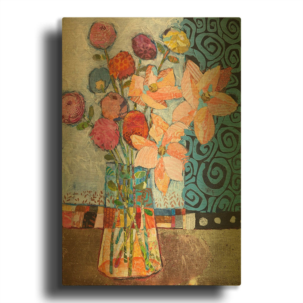 'Spirals And Flowers' By St. Hilaire Elizabeth Gold Metal Wall Art