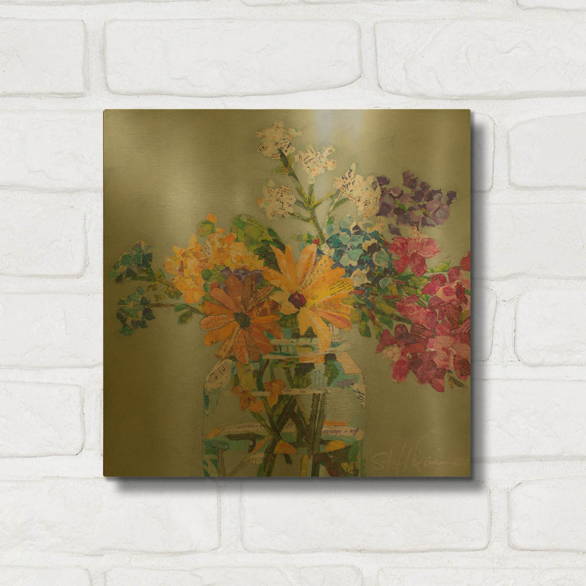 'Wildflowers' By St. Hilaire Elizabeth Gold Metal Wall Art