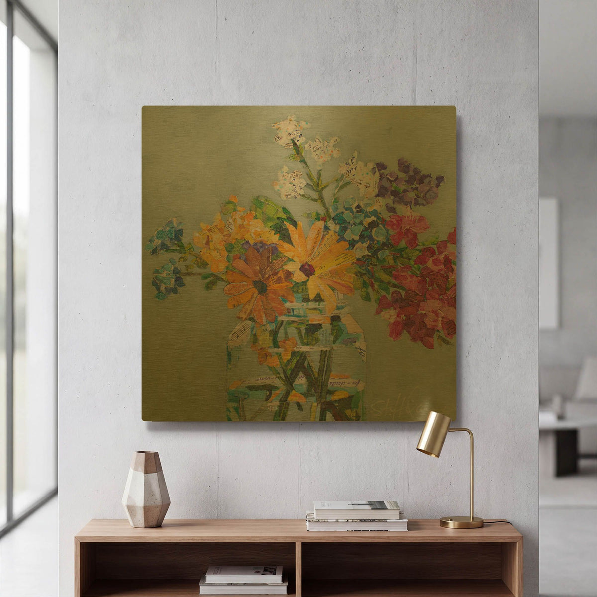 'Wildflowers' By St. Hilaire Elizabeth Gold Metal Wall Art