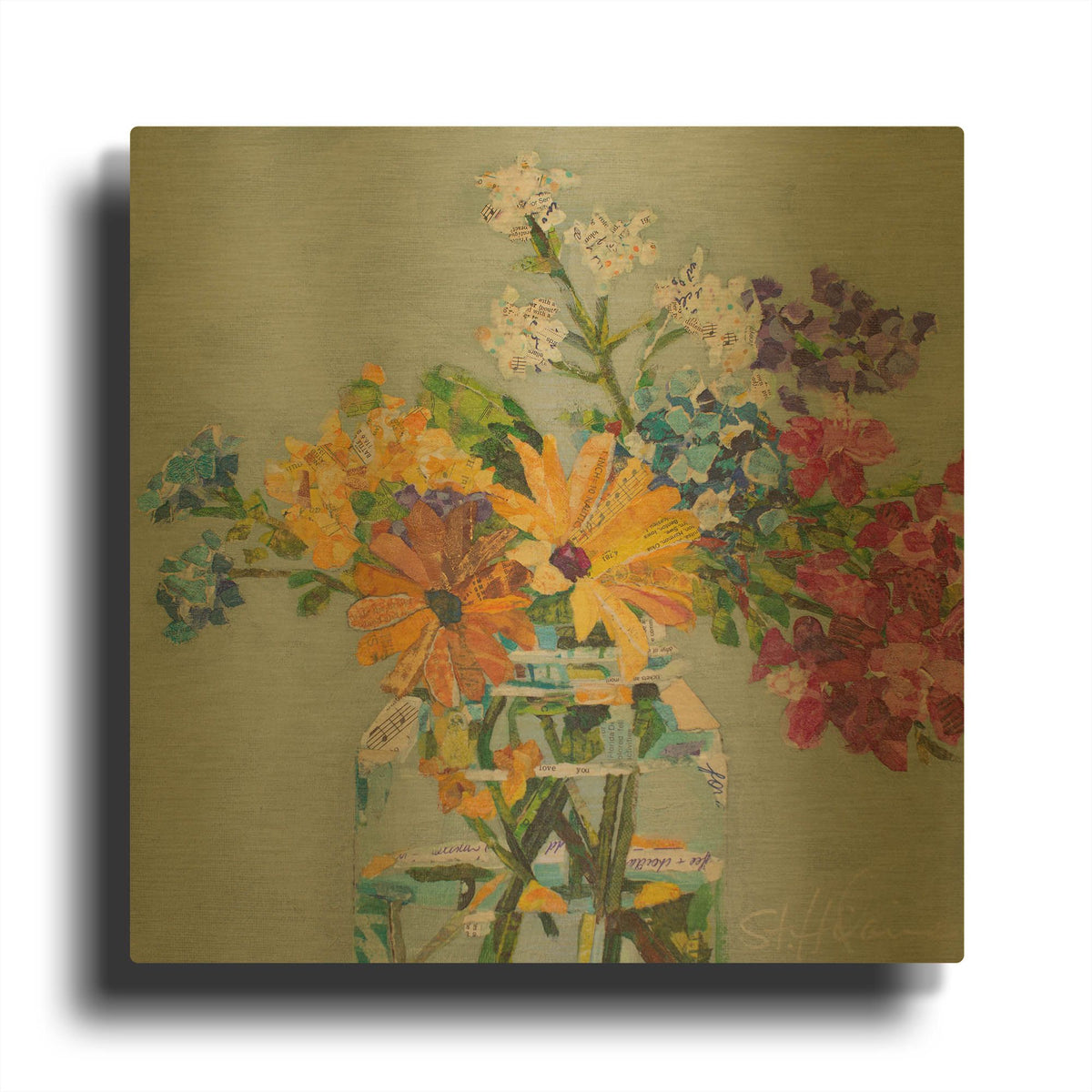 'Wildflowers' By St. Hilaire Elizabeth Gold Metal Wall Art