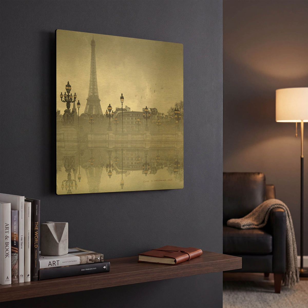 'Eiffel Tower After The Store' By Chris Vest Gold Metal Wall Art