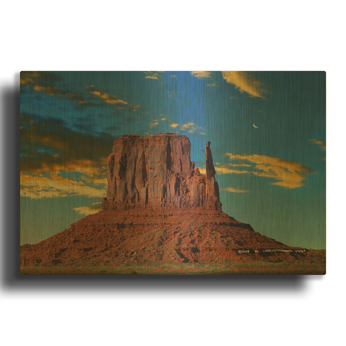 'Mitten With Sunburst' By Chris Vest Gold Metal Wall Art