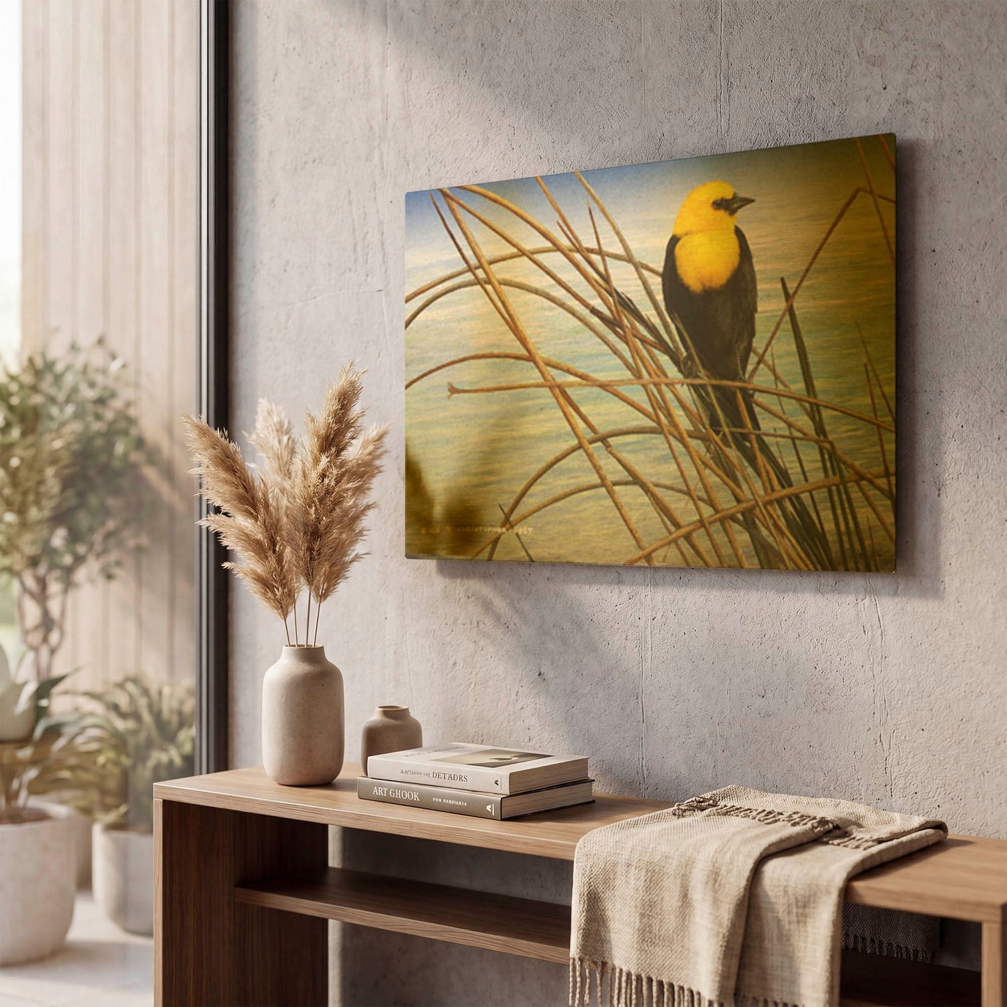 'Yellow Headed Blackbird' By Chris Vest Gold Metal Wall Art