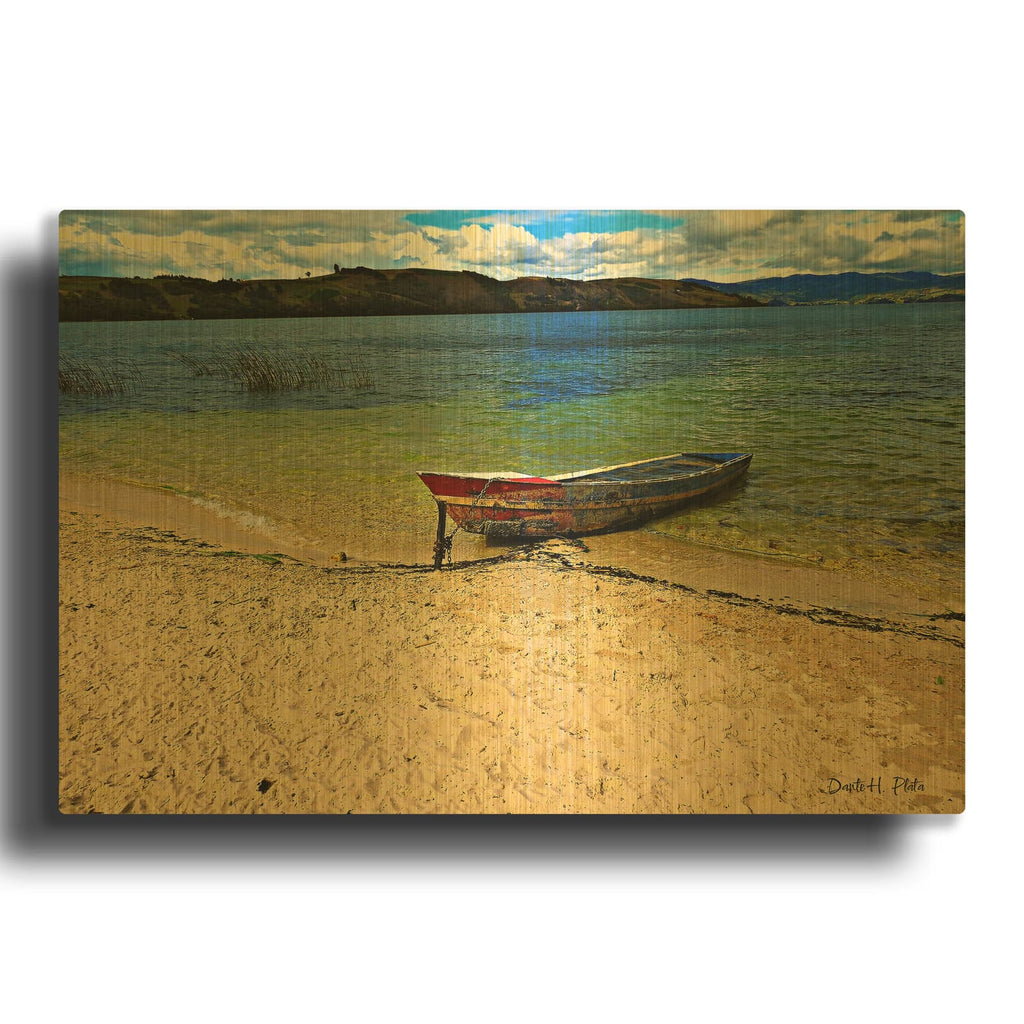 'Beached Boat' By Dante Plata Gold Metal Wall Art