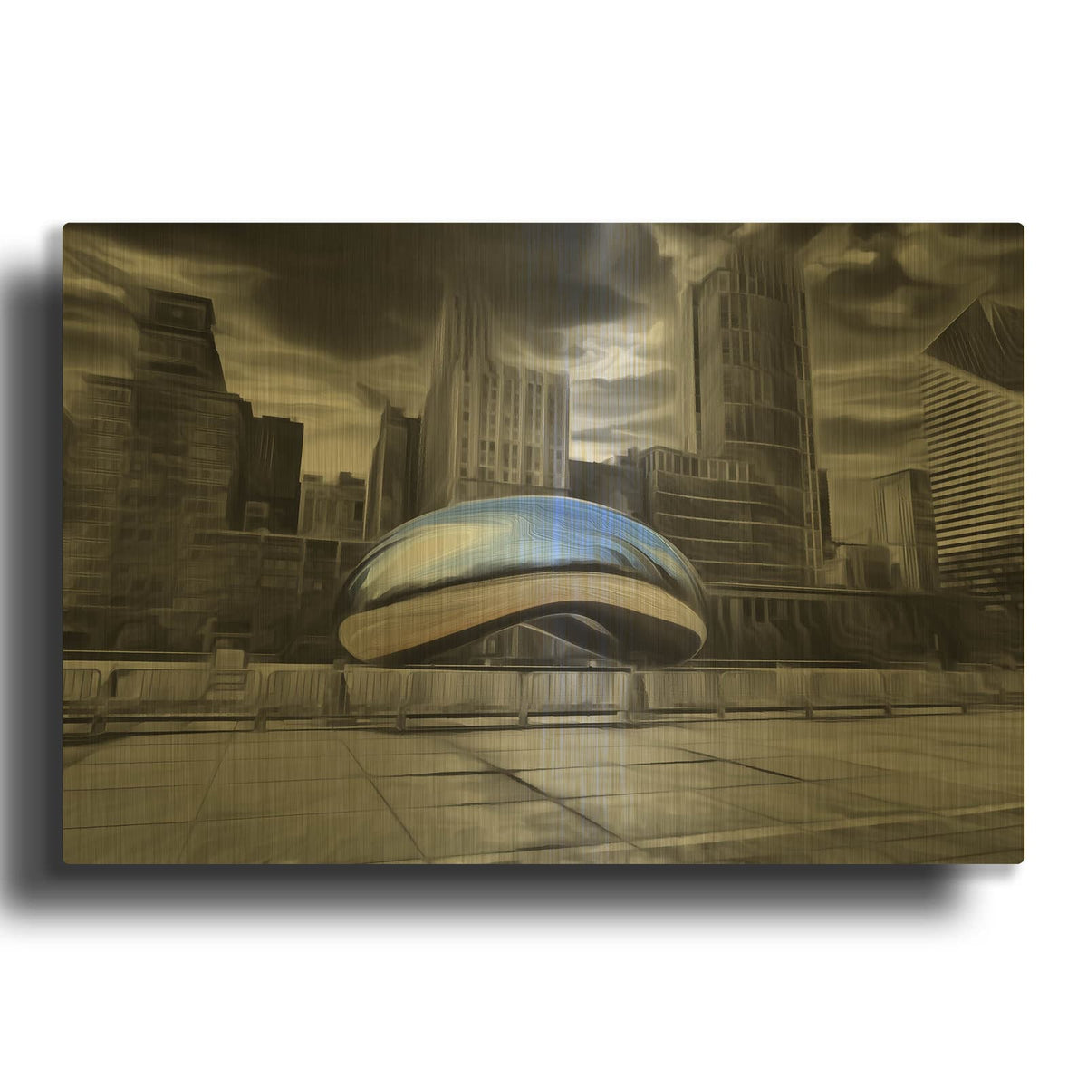 'Chicago Bean' By Dante Plata Gold Metal Wall Art