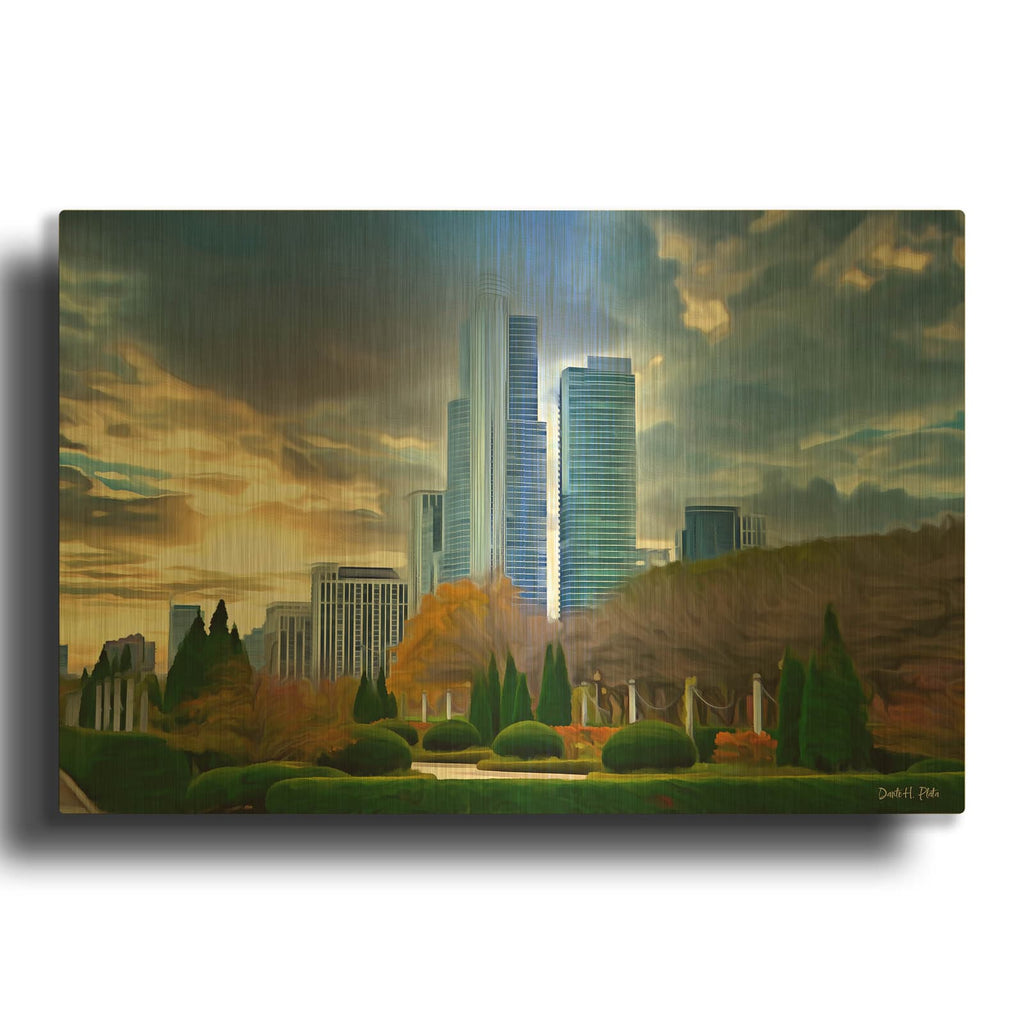 'Chicago Skyline' By Dante Plata Gold Metal Wall Art