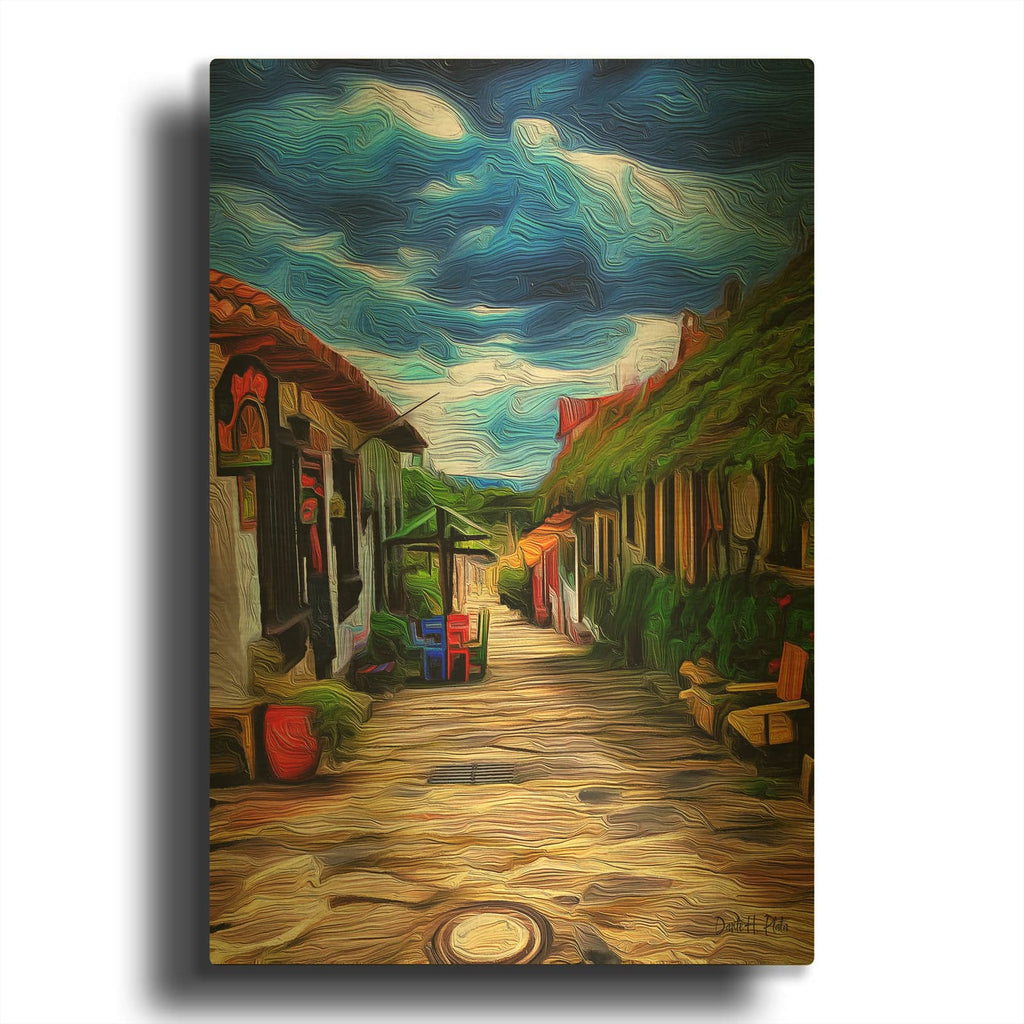 'Colombian Steets' By Dante Plata Gold Metal Wall Art