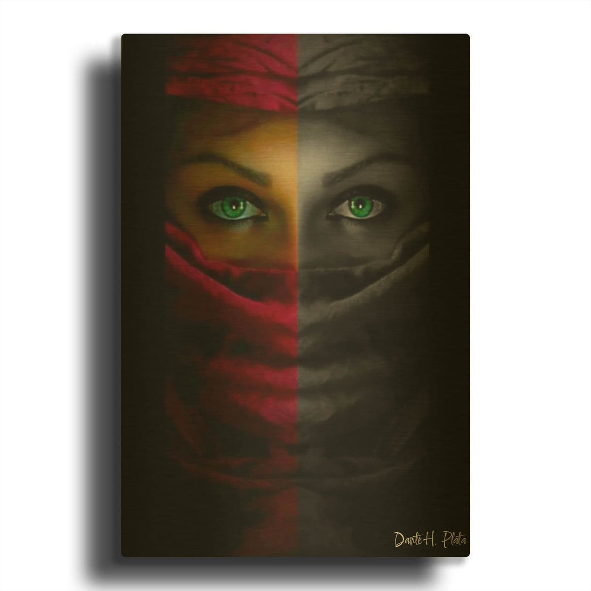 'Emerald Gaze' By Dante Plata Gold Metal Wall Art