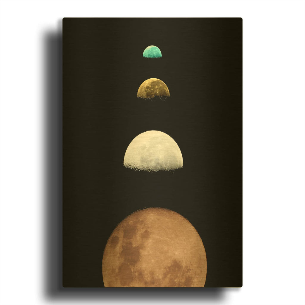 'Four Moons' By Dante Plata Gold Metal Wall Art