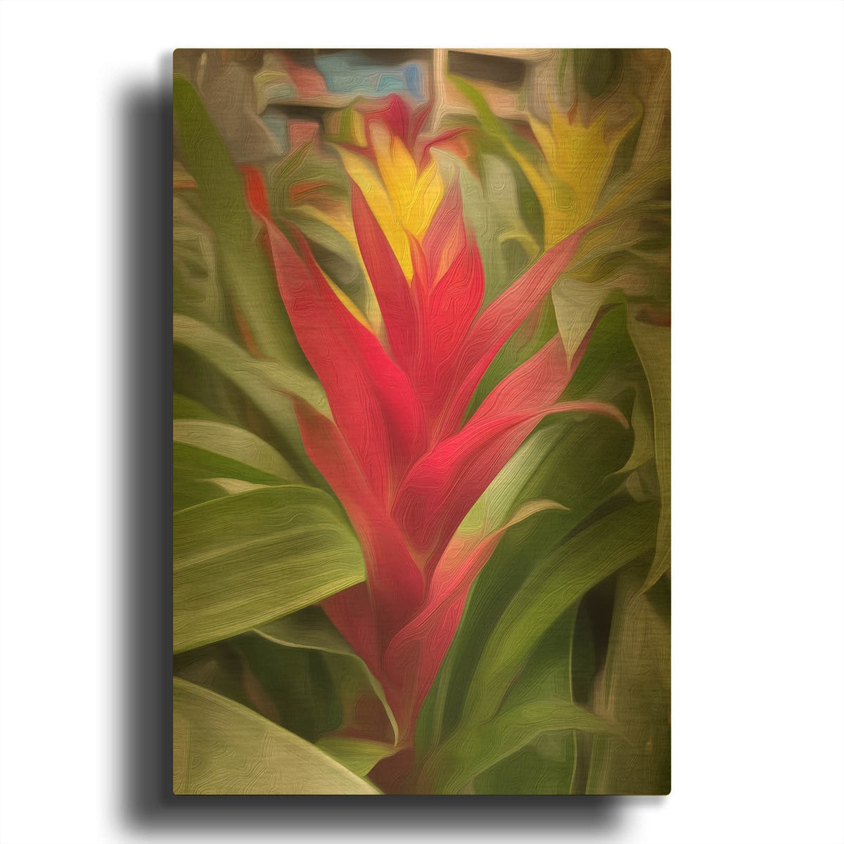 'Guzmania Flower' By Dante Plata Gold Metal Wall Art