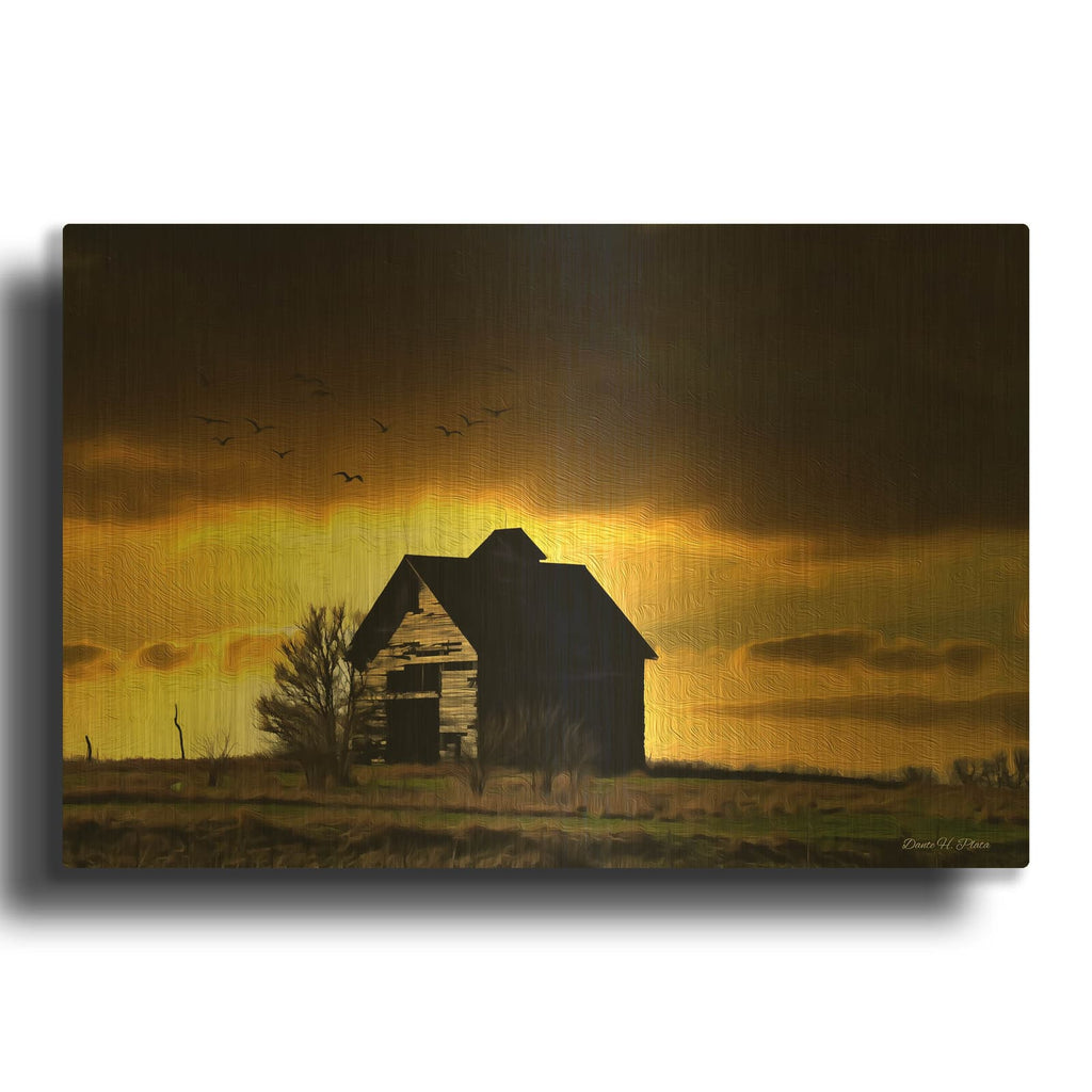 'House On The Prairie' By Dante Plata Gold Metal Wall Art