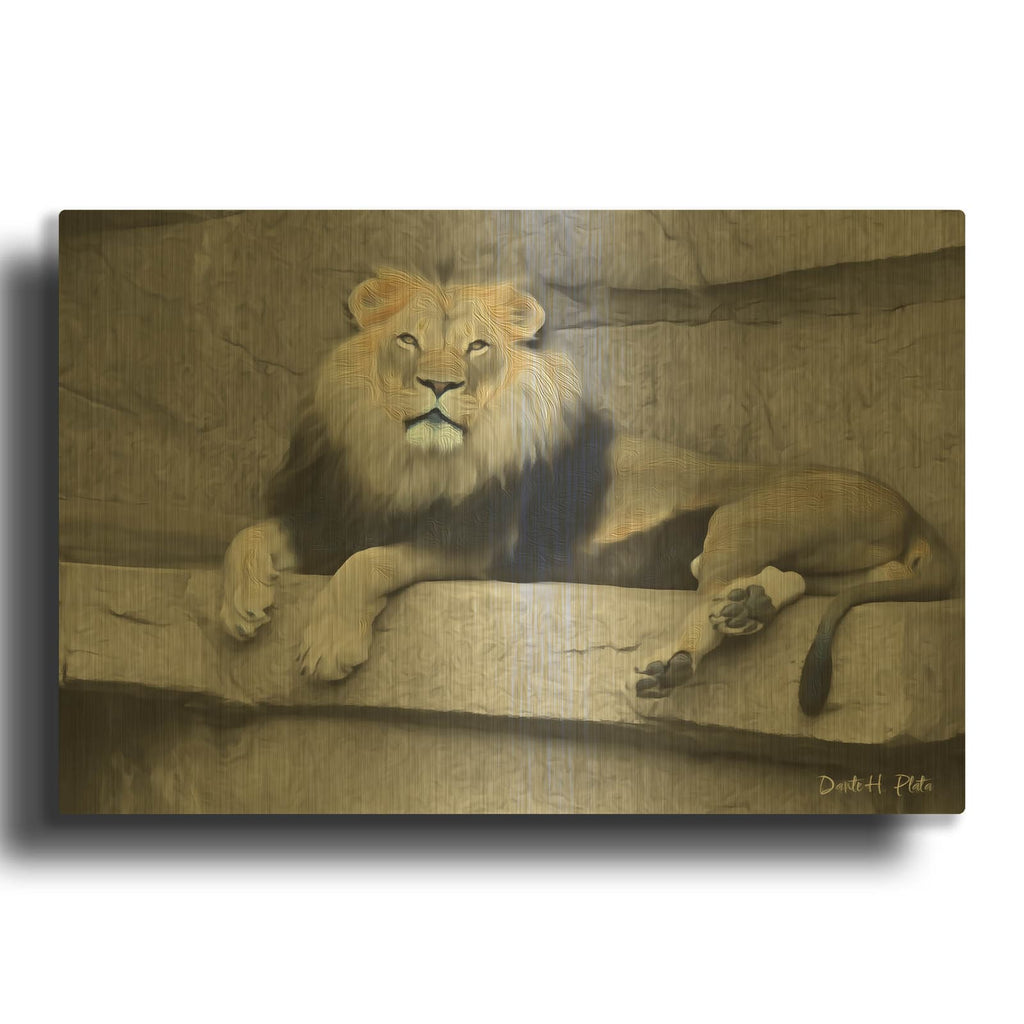 'Purrr' By Dante Plata Gold Metal Wall Art