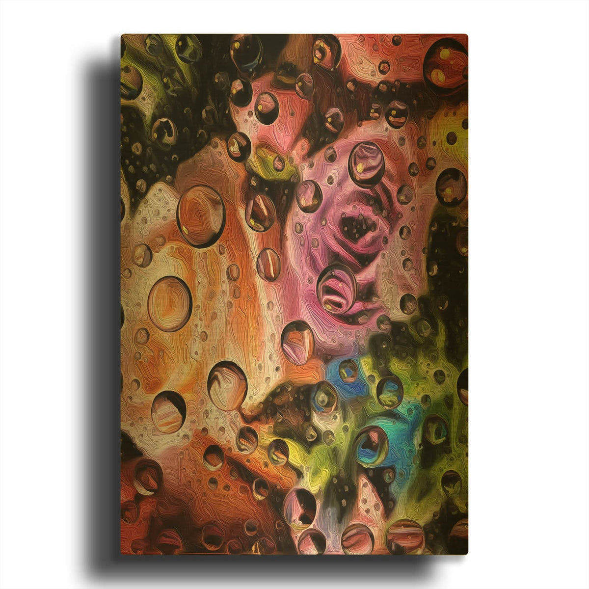 'Raining In The Garden' By Dante Plata Gold Metal Wall Art