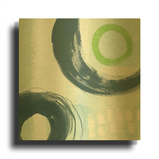 'Blue Circles III' By Linda Woods Gold Metal Wall Art