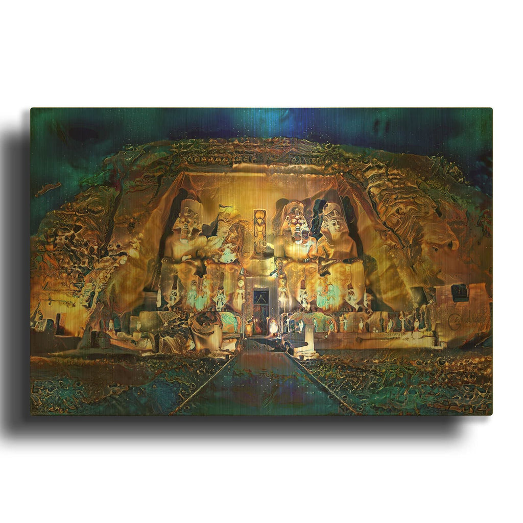 'Egypt Abu Simbel Night' By Pedro Gavidia Gold Metal Wall Art