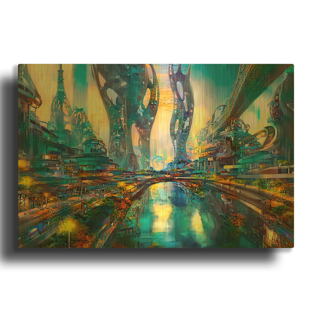 'From The Window' By Pedro Gavidia Gold Metal Wall Art