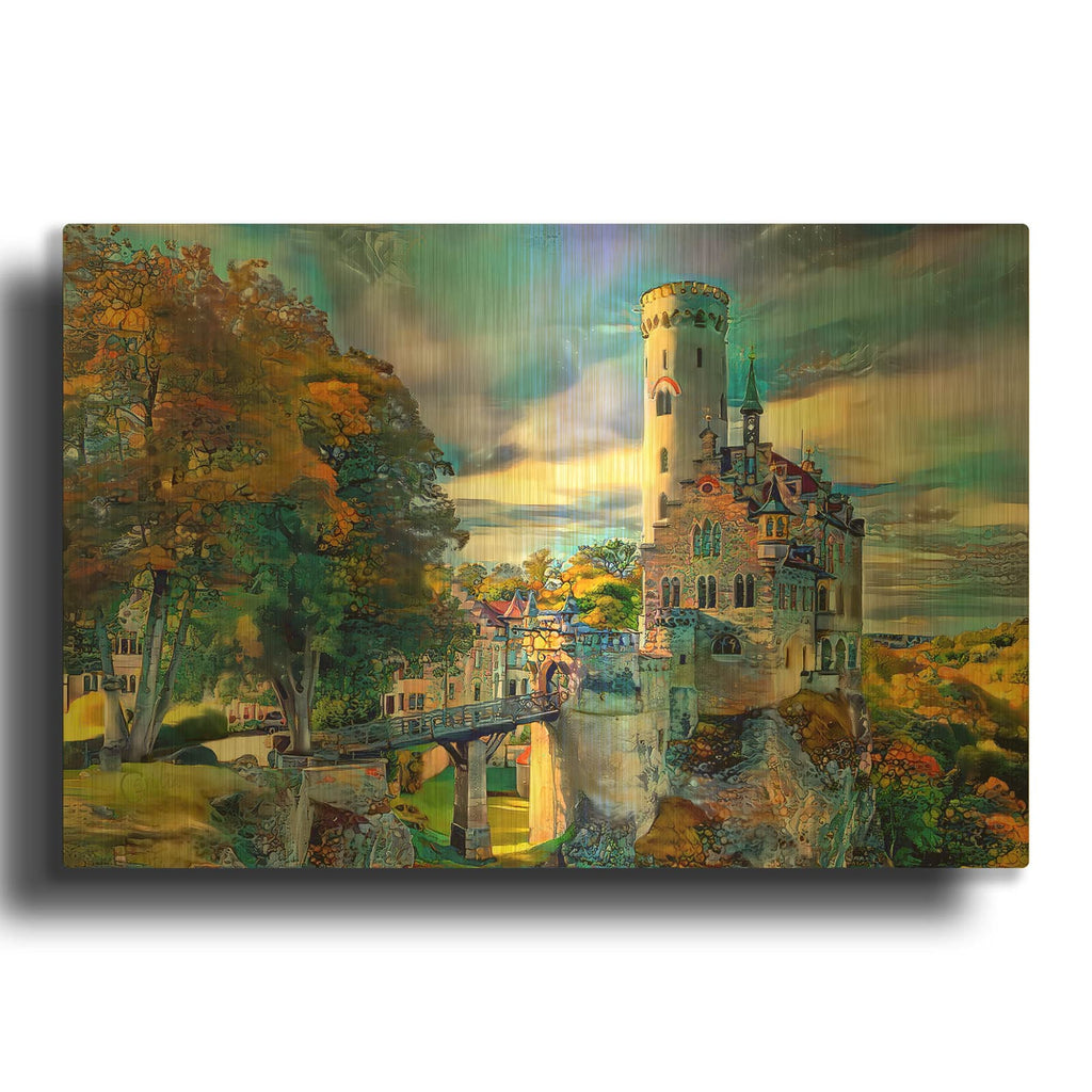 'Germany Swabian Jura Lichtenstein Castle' By Pedro Gavidia Gold Metal Wall Art