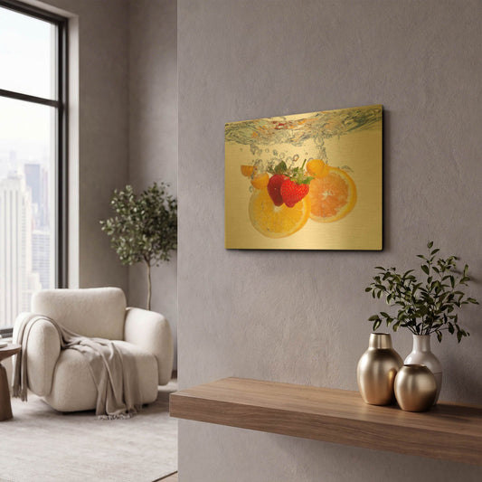 'Fruit Splash I' By LUXE Gold Metal Wall Art