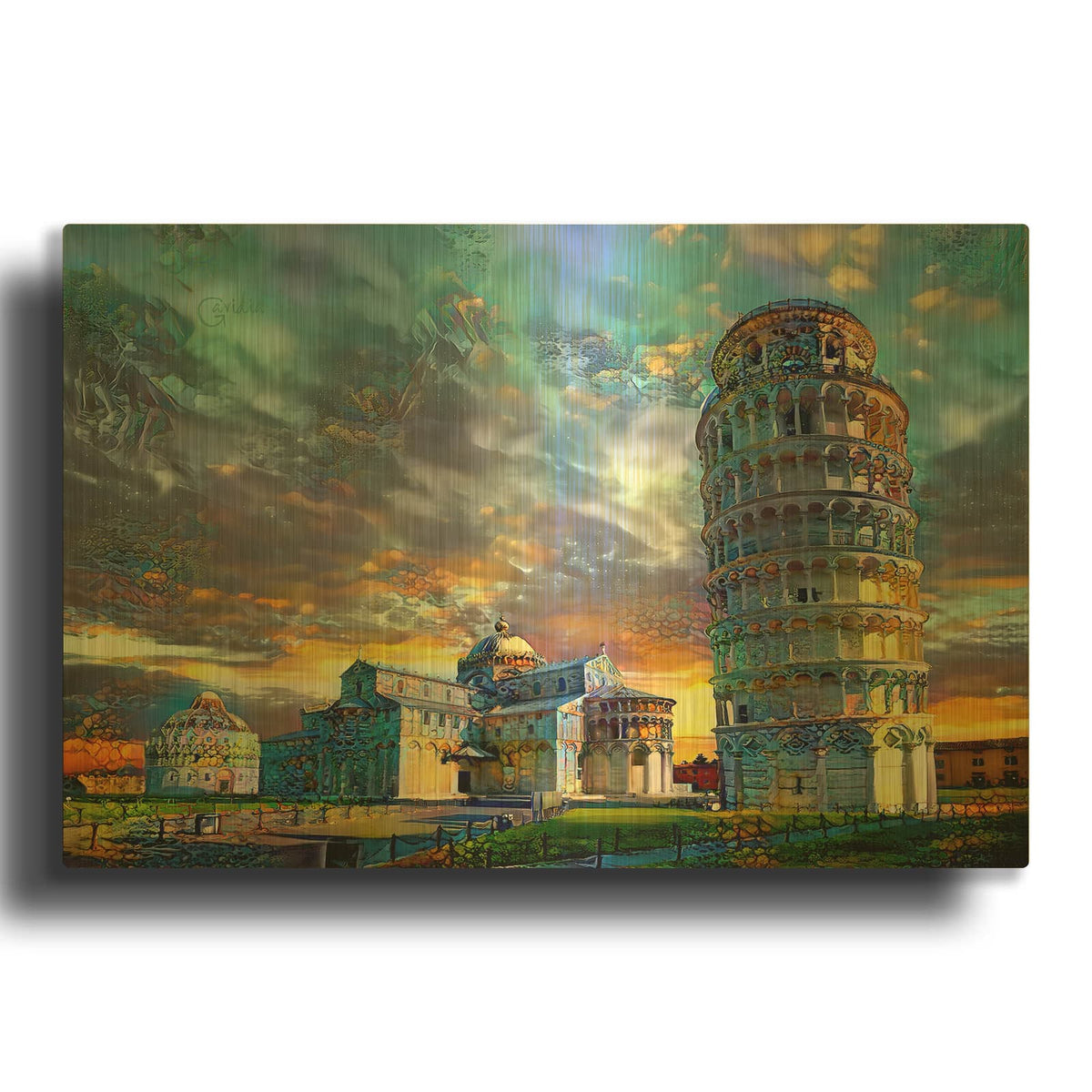 'Italy Toscana Tower Of Pisa' By Pedro Gavidia Gold Metal Wall Art