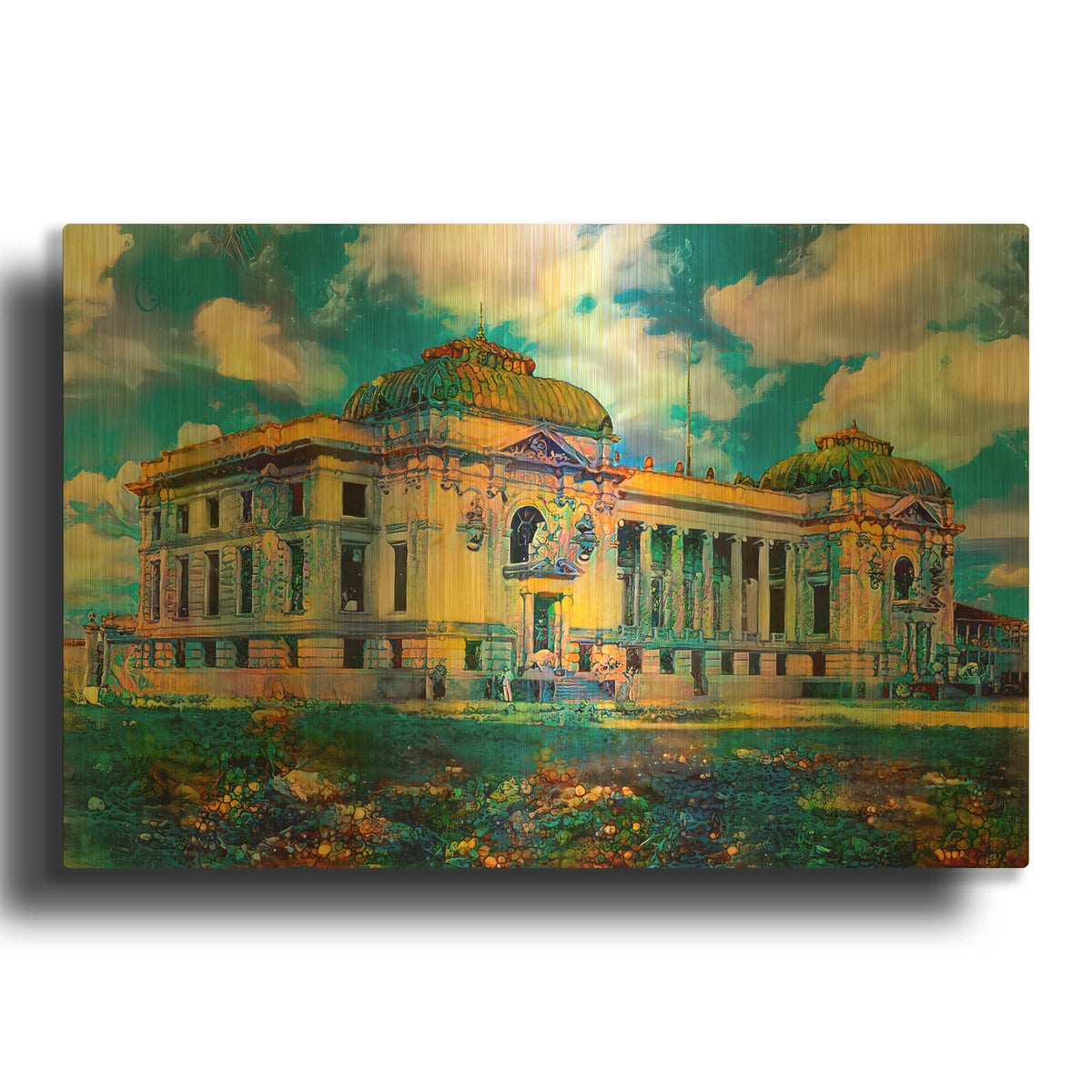 'Mexico Antiguo Edificio De Correos De Veracruz' By Pedro Gavidia Gold Metal Wall Art