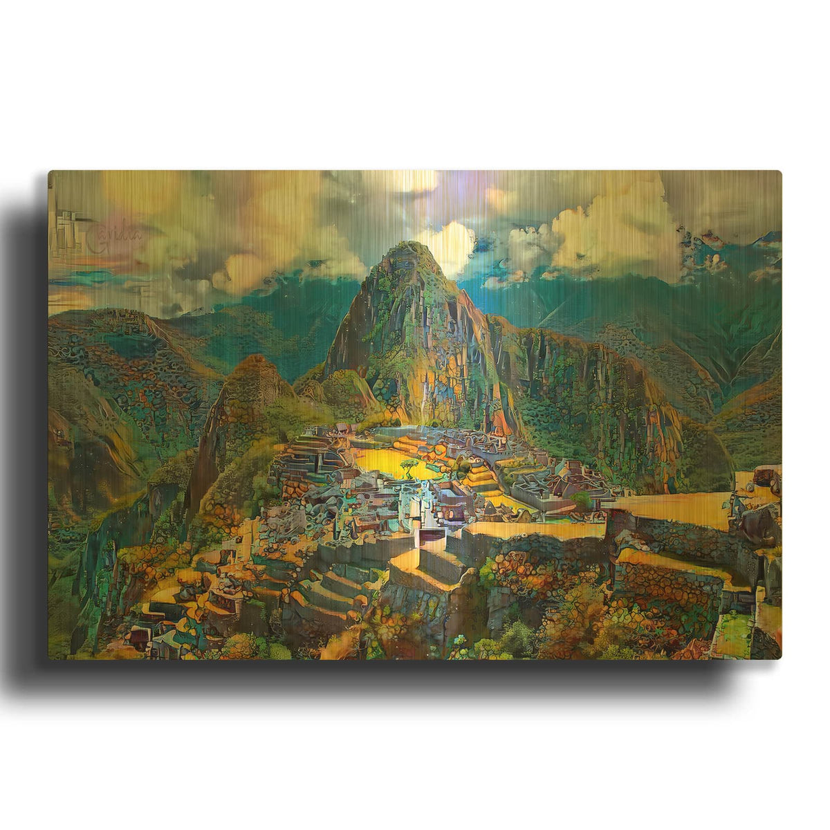 'Peru Cusco Machu Picchu' By Pedro Gavidia Gold Metal Wall Art