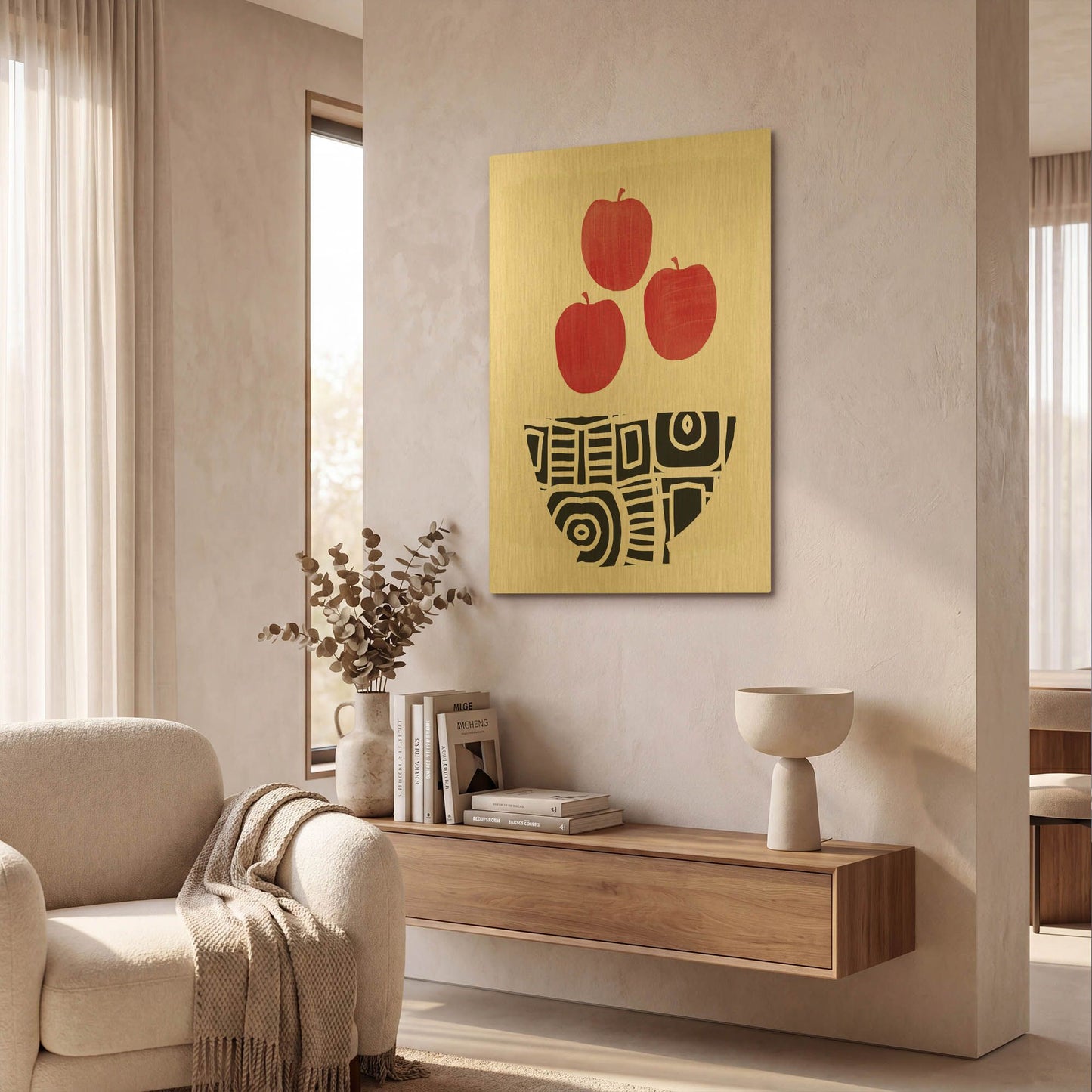 'Bowl of Apples' By Linda Woods Gold Metal Wall Art