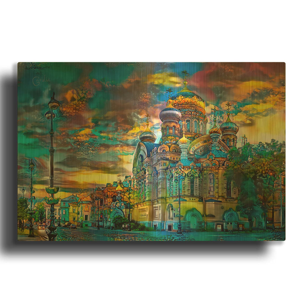 'Russia Church Assumption St Petersburg' By Pedro Gavidia Gold Metal Wall Art