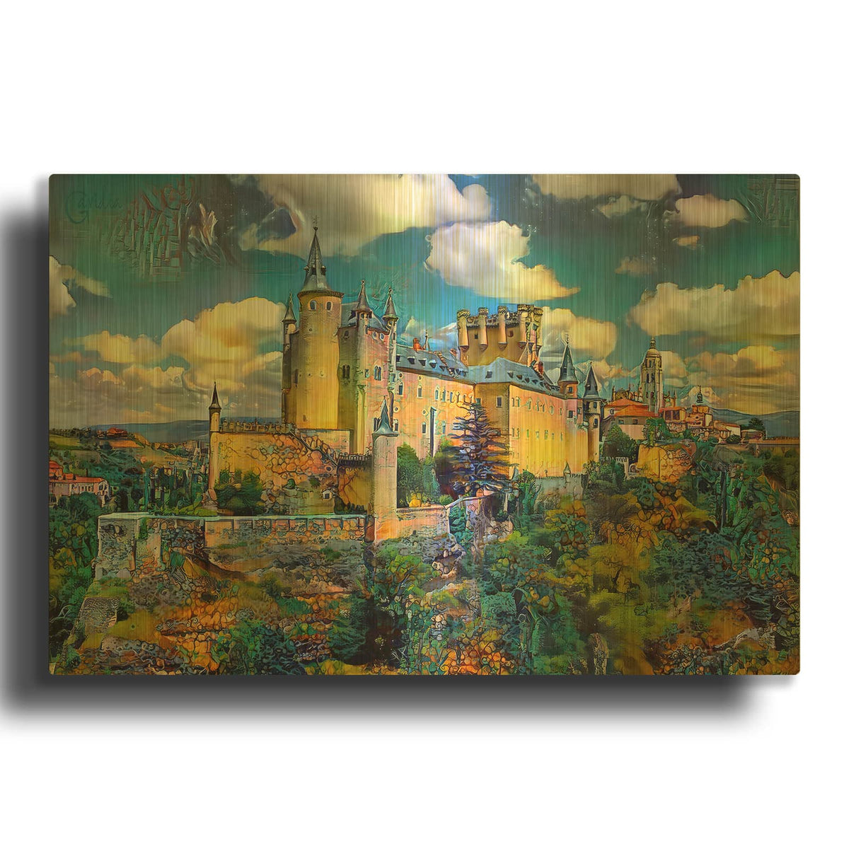 'Spain Segovia Alcazar Of Segovia' By Pedro Gavidia Gold Metal Wall Art