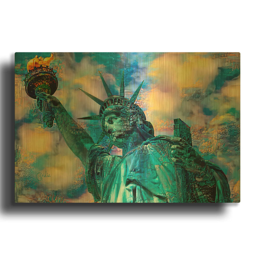 'Statue Of Liberty Bust' By Pedro Gavidia Gold Metal Wall Art
